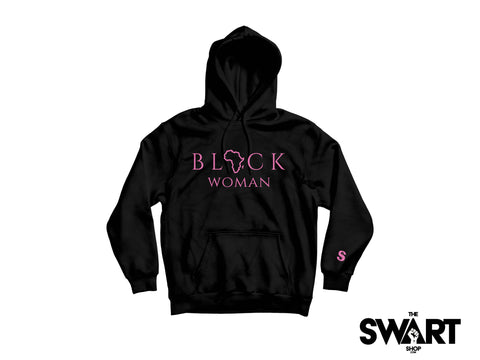BLACK Woman Hoodie Pink